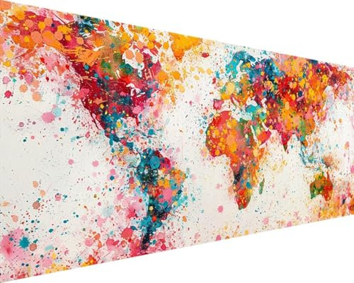 Bricolage Peinture par Numero Adulte Carte Peinture par Numéro Loisirs Créatifs Adultes, Carte Du Monde Peinture par Numero Enfant avec Pinceaux et Peintures Acryliques Kits 60x120cm, Sans Cadre B-T