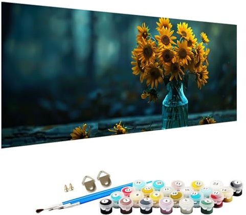 Numéro d’Art petit format – Loisir créatif Fleur Kit de peinture par numéros – Activité détente et créative Vase – Version française 3 Pinceaux et Peintures Acryliques Peinture NuméRo 60x120cm 2-0E