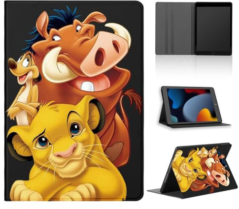 nurkorki Cartoon Funda Tablet para Samsung Galaxy Tab S6 Lite 2022/2020 10,4,Suave TPU Negro Silicona Cute Anime Lion León Patrón Diseño Cárcasa mit Stand Función Protectora Cover,Animal