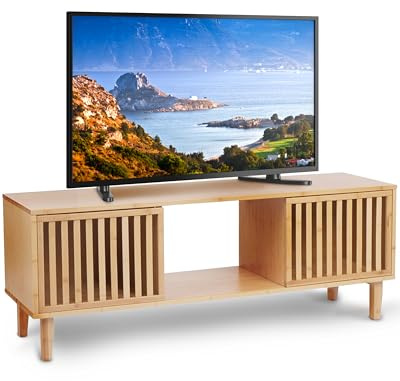 MY FAT GORILLA TV Mobile TV basso – Elegante mobile TV in legno con ante a lamelle