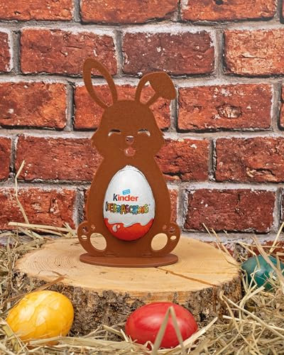maxx.onLine Osterhase für Kinder Überraschungsei mit Schlappohr und süßem Lächeln, Osterhasen Deko, kleines Ostergeschenk für Kinder & Erwachsene, Ü-Ei Halter, Osterhasen mit schönen Farben (braun)
