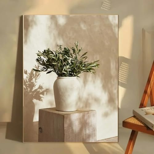TONGYINLI 1 Stück Vintage Minimalistisches Gemälde auf Leinwand, Wandkunst, Italien, Olivenbaum in Vase, Poster und Drucke für Wohnzimmer, Heimdekoration, 70 x 100 cm, rahmenlos