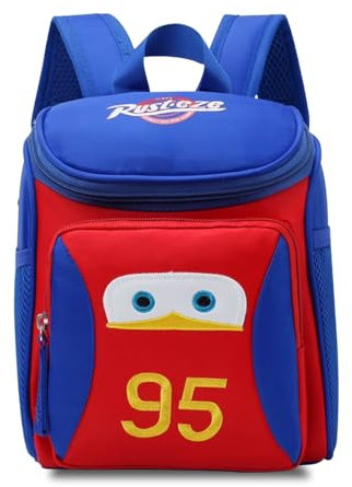FYJCXCMP Cars Kinderrucksack Lightning McQueen Cartoon Rucksack Cars Schulrucksäcke für Jungen und Mädchen für Jungen und Mädchen verstellbarer blau