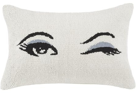 Kate Spade New York Wink Dekoratives Kissen, 35,6 x 50,8 cm, für Bett oder Sofa, strukturierter Bezug aus Baumwolle und Polyester-Mischgewebe, Weiß