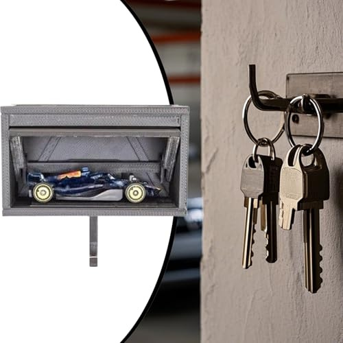Pcingsia Car Garage Key Holder with Opening Door, Key Holder for Wall,Key Organizer Wall Mount,Small Key Organizer,Easy Installation, CAR Key Rack