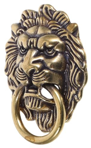 SEWACC Löwenkopf Türklopfer aus Messing Antiker Türgriffring für Schrank und Möbeltüren Korrosionsbeständig Vintage Chinesisches Design Möbelknopf für Wohnaccessoires