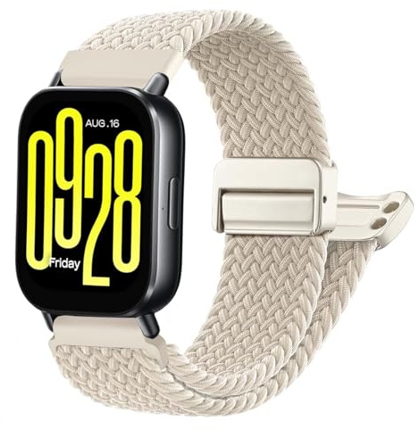 ZOCOVIN Magnetisches Geflochtenes Nylon Armband Kompatibel mit Xiaomi Redmi Watch 5 Active/Redmi Watch 5 Lite, 22mm Schnellverschluss Dehnbares Ersatzarmband für Damen Herren
