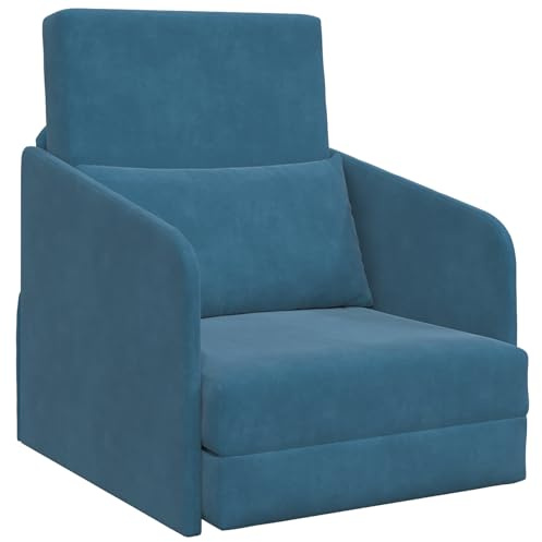 Homgoday Boden-Sofa-Bett 2-in-1 Blau 65x80x83 cm Velvet Sofa Bed Model4106647