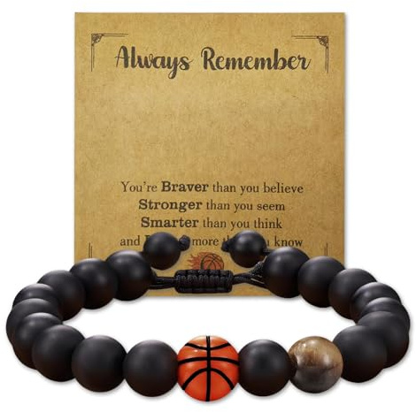 ZHAOCAI Bracelet De Basketball, Bracelet Enfant, Souvenir De Basket-Ball En Perles Cadeaux d'Anniversaire, De Remise De Diplôme Et De Fêtes Cadeau Ado Garçon