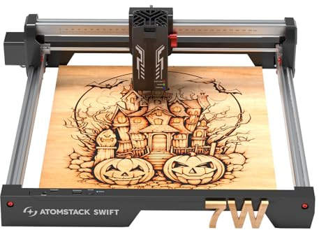 ATOMSTACK Swift 7W Laser Graviermaschine, 300x300mm Gravurbereich Laser Cutter Lasergravierer, KI-Text-zu-Bild, Modulares Schnellsetup, WLAN/USB/APP-Steuerung, für Holz, Leder, Acryl, Glas