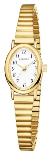 Cheetah Elegante goldene Damenuhr mit Quarz: wasserdichte Uhr mit verstellbarem Edelstahlarmband und schlichtem Zifferblatt mit römischen Ziffern