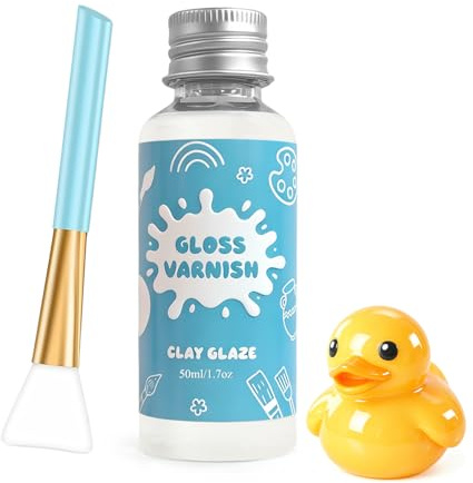 Flintronic Air Dry Clay Glaze, 50ML Gloss Varnish, Clear Clay Varnish for Airdry Clay, Water-Based Sealer, High-Gloss Finish, Waterproof Clay Varnish for Craft, Ceramic, Pottery