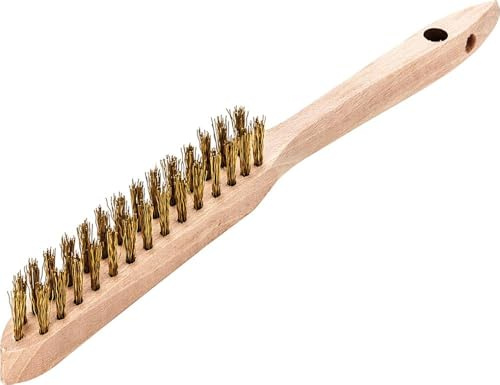 LESSMANN Hand-Drahtbürste 2-reihig Messing gewellt 0,35 mm Drahtstärke