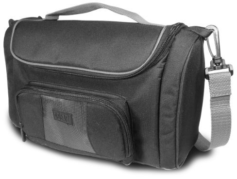 USA Gear Sac Sacoche de Transport Besace Bandoulière pour Appareils Photos, Tablettes et Vidéoprojecteurs - Compartiments Personnalisables et Amovibles - Dimensions Internes : 27 x 20 x 10 cm - Noir