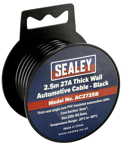 Sealey AC2725B Automotive Cable Thick Wall 27A 2.5mtr Black