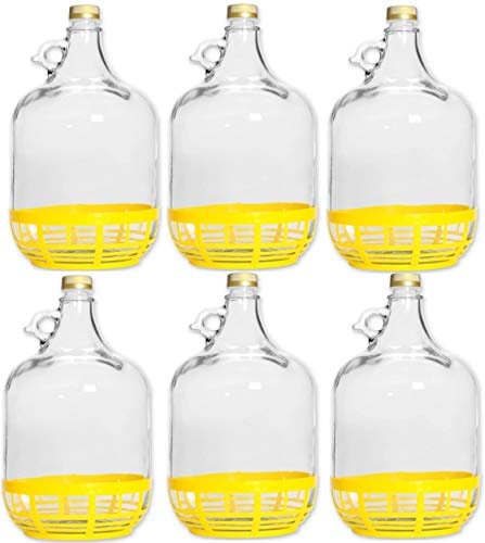 lilawelt24 6 STÜCK 5L GLASBALLON mit Kunststoffkorb Weinballon GÄRBALLON GLASFLASCHE