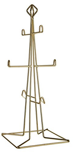 Premier Housewares 507566 Vertex 6 Cup Mug Tree - Gold Plated, 15 x 15 x 37 cm