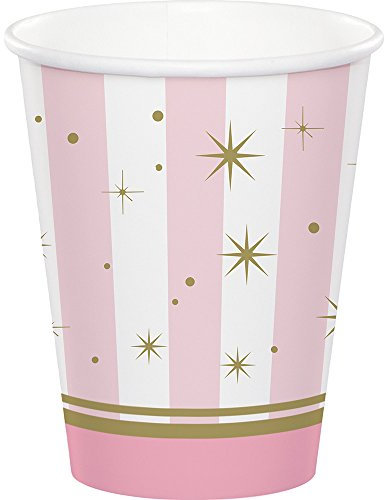 Vasos de papel Srtipes rosa - 8 piezas