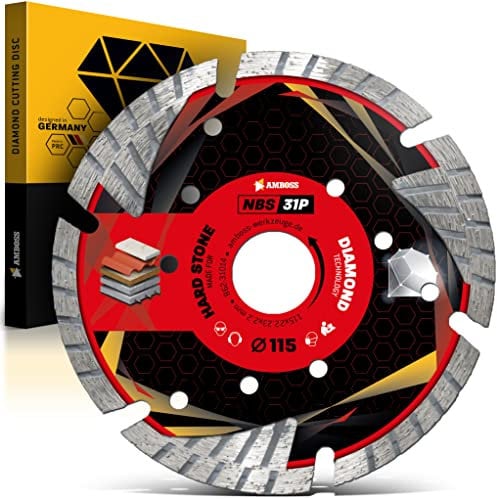 Amboss NBS 31P - Diamant-Trennscheibe Ø 115 mm x 22,2 mm - Naturstein/Granit/Beton/Klinker/Dachziegel/Zementrohre | Segmenthöhe: 10 mm (gesintert)