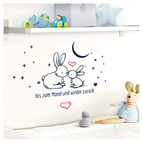 Grandora Wandtattoo zweifarbig Bis zum Mond und Wieder zurück I violett (BxH) 47 x 45 cm I Babyzimmer Baby Sticker Aufkleber Wandaufkleber Wandsticker W5470