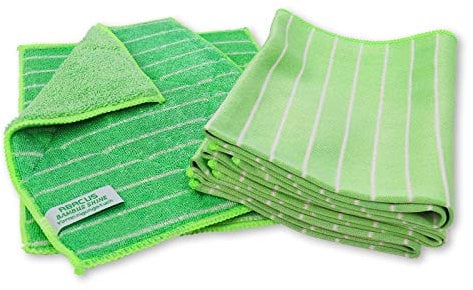 ABACUS® Bambus Shine Tuch Mix Set (2x Vorreinigungstuch + 3x Glas- und Geschirrtuch) - Bambustuch Bambustücher (7436)