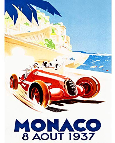 Wee Blue Coo Rennwagen, Großer Preis von Monaco 1937 Ungerahmter Kunstdruck 30x40 cm