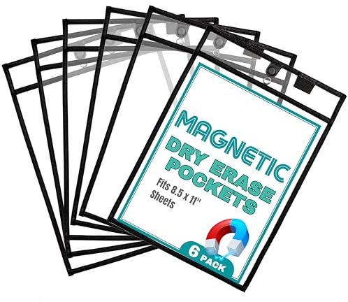 Two Point Magnetische trocken abwischbare Taschenhüllen (6 Stück) – Übergröße 25,4 x 35,6 cm – KlassenzimmerOrganisation, Zuhause, Büro, Verantwortung Diagramm, ShopTicketHalter – durchsichtige