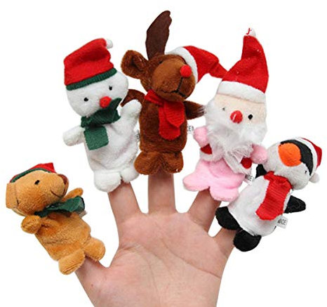 Toyvian Weihnachten Fingerpuppen Santa Deer Schneemann pädagogische Fingerpuppen Puppen Handspielzeug Puppen Spielzeug für Kinder Xmas Party Supplies 5St