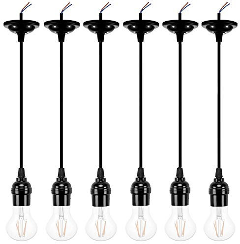 ACBungji 6er 1.2M E27 Edison Lampenfassung Aufhängung für Pendelleuchten DIY Lampe Zubehör Hängeleuchte Lampensockel Glühbirnen Adapter Bakelitfassung isolierte Glühbirne Schraube Glühbirnenhalter