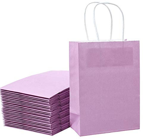 Loveinside 15X8X21 cm Papiertüten Kleine Kraft Lila Geschenktüten Bulk Mit Griffen Für Geburtstag Hochzeitsfeier Gefälligkeiten 25 Stück/Set