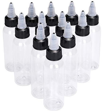60ml Empty Tattoo Ink Bottles,New Star 12pcs 2oz Tattoo Twist Cap Plastic Clear Transparent Tattoo Pigment Container Tattoo Accessories Twist Top Bottle 2oz,60ml Tattoo Squeeze Bottles (60ml 12pcs)
