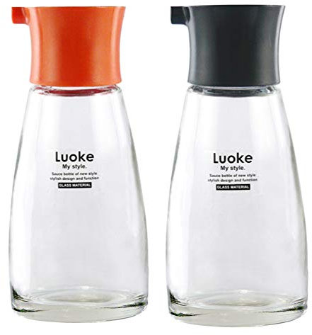 Cabilock Botella Dispensadora de Aceite de Vidrio de 2 Piezas Botella de Recipiente de Cocina Olla de Aceite Botella de Salsa de Soja Botella de Condimento para Restaurante de Cocina