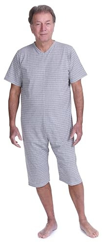 FERRUCCI Pigiama Tutone Sanitario Comfort Manica Corta Pantalone Corto 1 Cerniera/Zip Dietro Schiena Estivo (Grigio, XL)