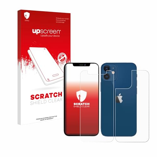 upscreen Schutzfolie für Apple iPhone 12 mini (Display+Rückseite) – Made in Germany, Kristall-klar, Kratzschutz, Anti-Fingerprint