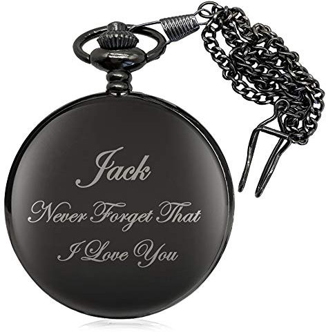 Personalised Pocket Watch Christmas Birthday Wedding Fathers Day Anniversary Valentines Gift for Men Grandad Dad Husband Him Son Groom Custom Watches Engraved with Any Text and Name