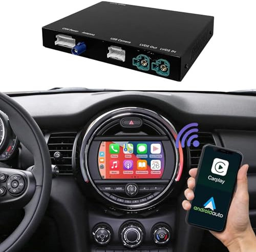 Road Top Carplay Android Auto senza fili per BMW Mini Cooper One Hatch Clubman F55 F56 F54 F57 NBT System 2014-2018, Support Mirrorlink, Reverse Camera, navigazione