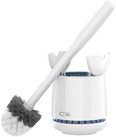 MR.SIGA Toilettenbürste WC Bürste und Halter mit schnell trocken Behälter und festem Griff, Premium Klobürste für das Bade Zimmer, Weiß