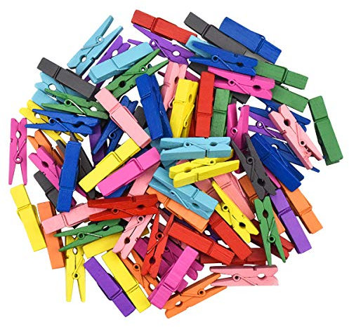 Pinzas de madera, 100 unidades, pequeñas pinzas para la ropa, madera, coloridas, mini tendedero, clips para colgar, clips