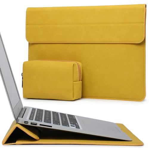 HYZUO 13,3-14 Zoll Laptop Hülle Laptophülle mit Standfunktion für MacBook Pro 14 M4/M3/M2/M1 Pro/Max 2025-2021, MacBook Pro/Air 13,3, 13,5-13,8 Surface Laptop, HP Spectre X360 13/14, Olivgelb