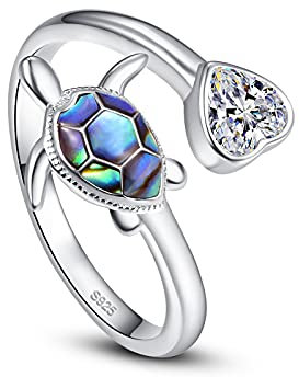 Damen Ring Schildkröte 925 Sterling Silber Einstellbar Schildkröte für Frauen Geburtstag Jubiläum Versprechen Schmuck