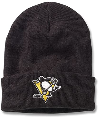 AMERICAN NEEDLE NHL Hockey Team Logo Beanie mit Bündchen, Pittsburgh Penguins-schwarz, Einheitsgröße