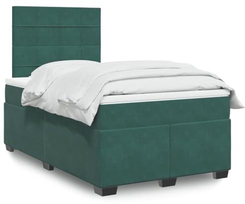 BOWEKAM Möbel, Betten & Accessoires, Betten & Bettrahmen, Boxspringbett mit Matratze, Dunkelgrün, 120x200 cm, Samt