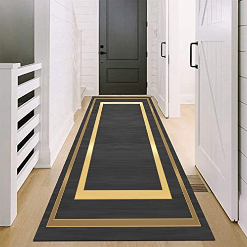 Schmale Teppiche Läufer für den Eingangstreppen-Korridor, 1m / 1,5m / 2m / 2,5m / 3m / 3,5m / 4m / 4,5m / 5m / 6m langer Teppich-Halle-Teppicher Läufer Fußmatten - schwarz / golden ( Size : 60x600cm )
