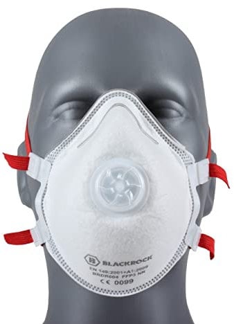 FFP3 Face Mask Pk 1 - Disposable Moulded Respirator - EN149 CE Certified – Advanced 3 Layer Filtering of Particles, Vapours and Fumes - Exhalation Valve, Elasticated Ear Loops and Pliable Nose Bridge