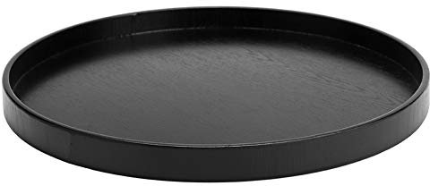 Round Solid Wood Serving Tray, Black Decorative Snack Food Meals Coffee Table Decor Large Black Decorative Oversized for Home Kitchen Restaurant 24 X 24(27cm)