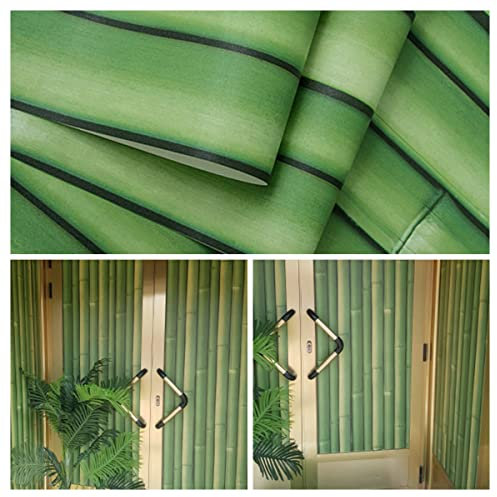 Cozylkx Papier Peint En Bambou Vert Auto-adhésif 3D Peintures Murales Papier Peint Peler Et Coller Papier De Contact étanche,3m × 45cm