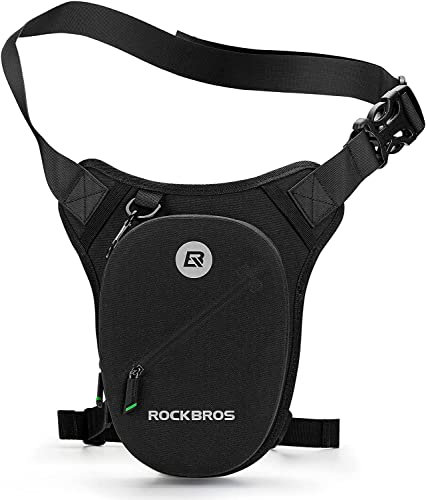 ROCKBROS Beintasche Motorrad Hüfttasche Bein Wasserdicht mit Abnehmbarem Beingurt Reflektierend für Damen Herren Motorrad Wandern Outdoor Schwarz