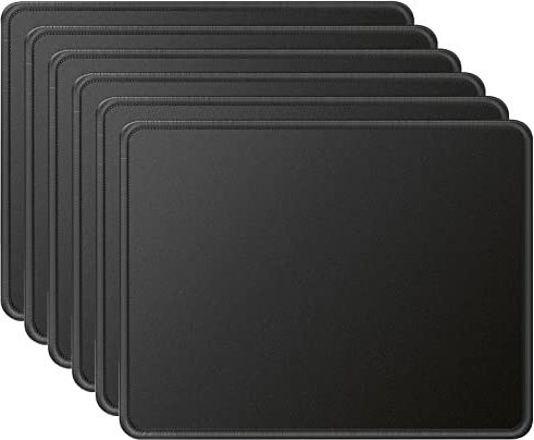 KTRIO Mauspads, 275×215mm Mousepads [30% Größer] mit Vernähte Kanten, wasserdichte Maus Pads mit Rutschfester Gummierte Unterseite Waschbar Verschleißfest Strapazierfähig Mauspads, Schwarz (6 Pack)