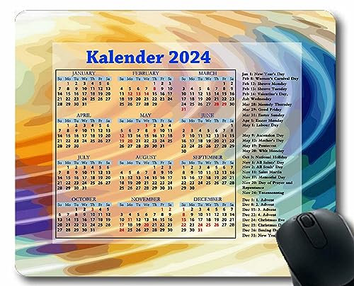 YENDOSTEEN Jahr 2024 Kalender Mauspad, Grasinsektenleuchte Büro-Mauspad