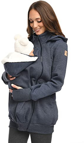 MijaCulture 3in1 Tragejacke Umstandspullover für Tragetuch für Babytrage Kängurujacke 4132 (Jeans, S)